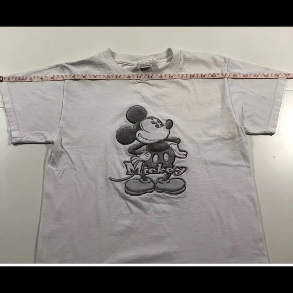 Vintage Disney Store Made in USA White Embroidered Mickey Mouse T-Shirt Size Med - Picture 4 of 7